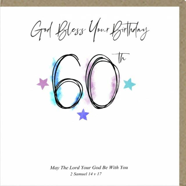 God Bless Your Birthday 60th Greetings Card - The Christian Shop