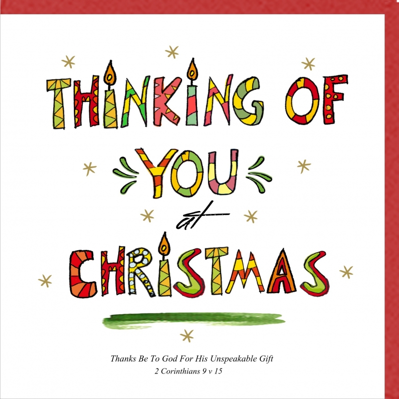 Thinking Of You At Christmas Greetings Card - The Christian Shop