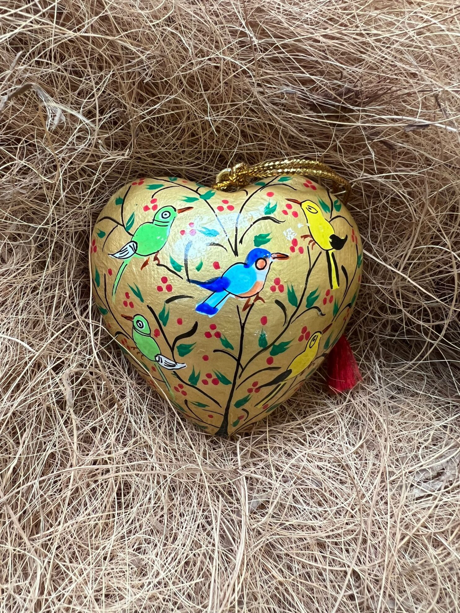 Natural Straw Heart Hanging Decor